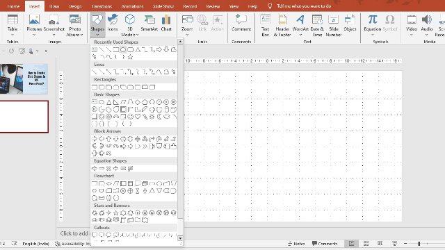 Screenshot of Shape Tool Inserting process in ppt